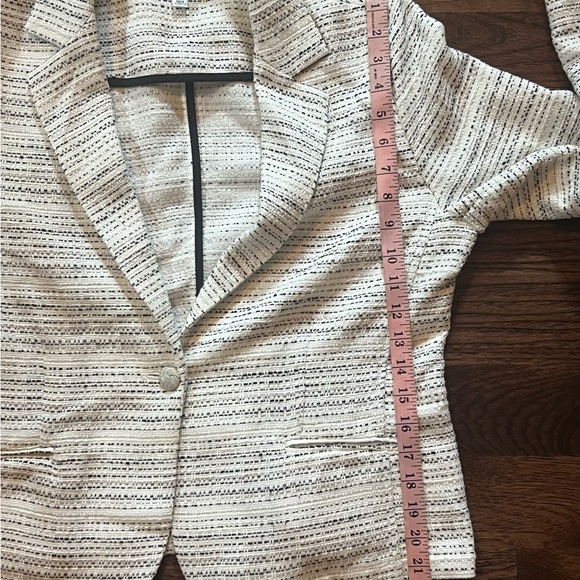 Cabi Womens White Black Static Striped Long Sleeve Suit Jacket Blazer - Picture 7 of 10